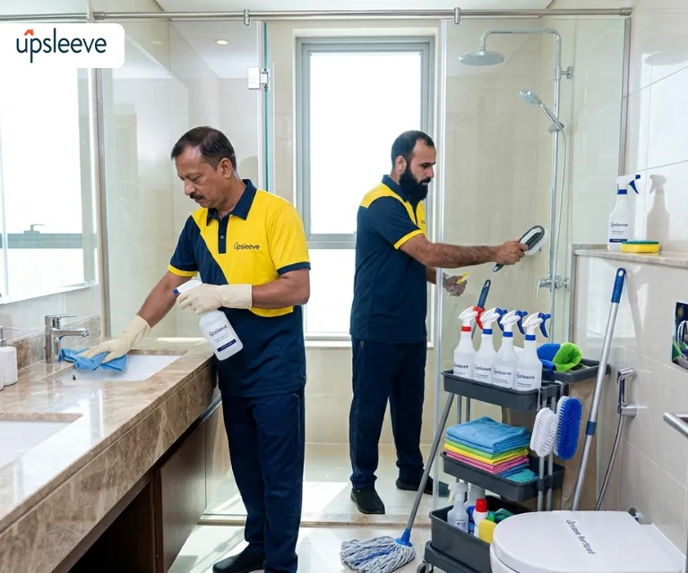 bathroom sanitization UAE toilet sink tile cleaning