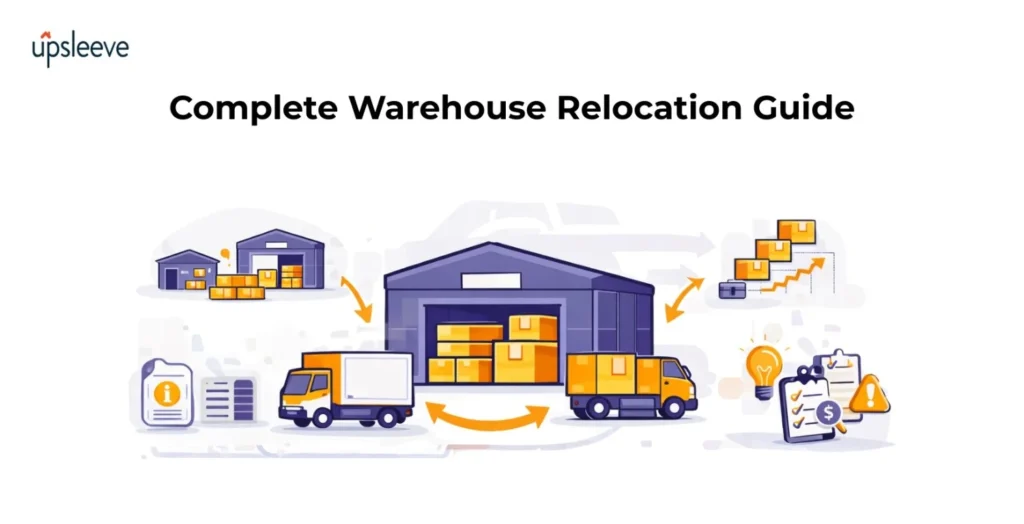Complete warehouse relocation guide showing planning, moving process, logistics and optimization steps