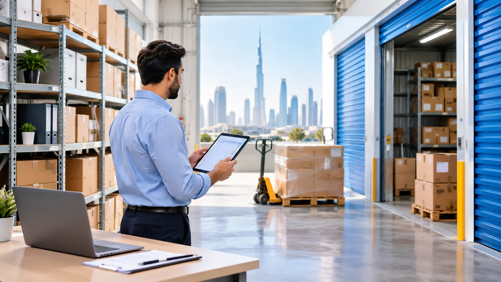 Business storage in Dubai with organized commercial storage units and inventory