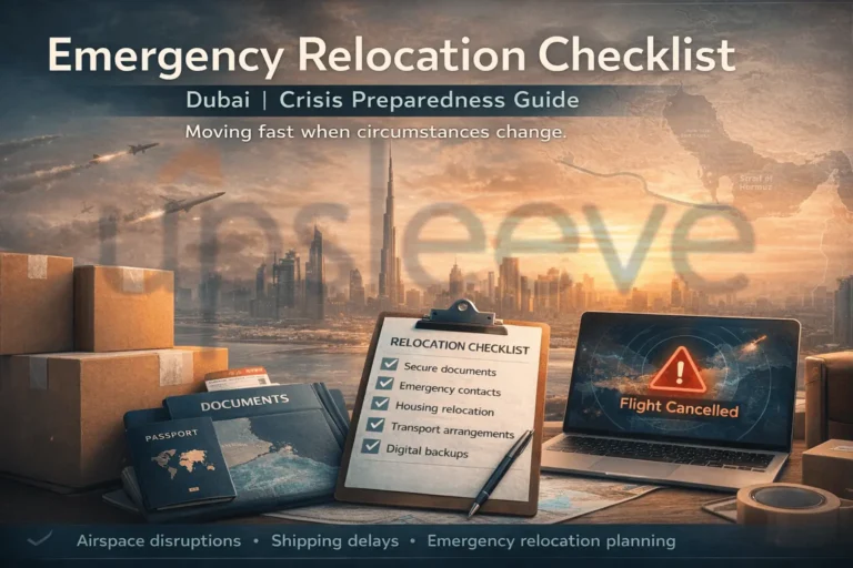 Emergency relocation checklist in Dubai during regional war crisis and relocation planning